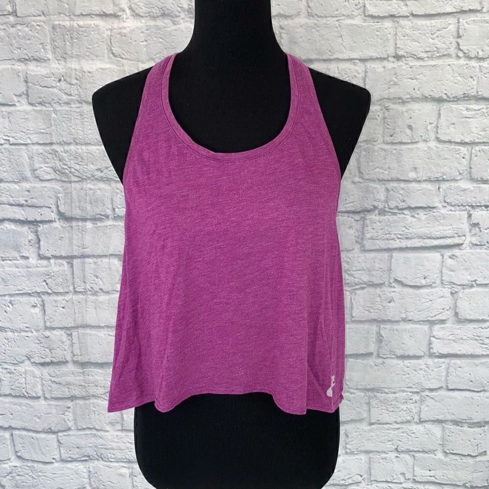 Nike scoopneck racerback tank top purple w/white dots on back of top sz M women